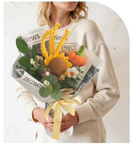 Bouquet di Girasoli all'Uncinetto Fatto a Mano con Confezione Regalo, Regalo per la Festa degli Insegnanti, Decorazione Autunnale a Forma di Zucca, Regali per la Festa della Mamma - Product Image 5