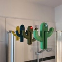 Crochet multifonctionnel en forme de cactus en plastique, crochet de porte en verre de salle de bain, crochet de rangement pour verre de 6 mm/8 mm d'épaisseur