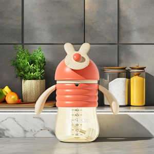 Vente en gros d'usine OEM, grande tasse droite sans BPA de 300ml à tête de lapin, tasse à bec en PP pour biberon pour lait - Product Image 2