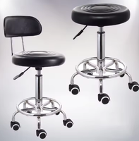 Tabouret rond pivotant à levage rotatif en gros, noir, en PU, chaise pivotante mobile, tabouret de médecin mobile