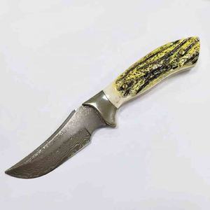 Coltello da caccia in acciaio damasco esterno a lama fissa con manico in corno di <span class=keywords><strong>cervo</strong></span> coltello da sopravvivenza portatile da campeggio - Product Image 2
