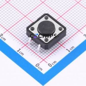 TS1243CJ 250gf 009 Tactile Switch Through hole Component (THT)-4P,12x12mm Switch Single Pole Single Throw 2.5N Through Hole 12mm - Product Image 1