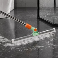 Serpillère de sol longue et droite en plastique légère avec tête rotative à 180°, essuie-glace domestique pour salle de bain, lame souple en TPR, raclette à eau