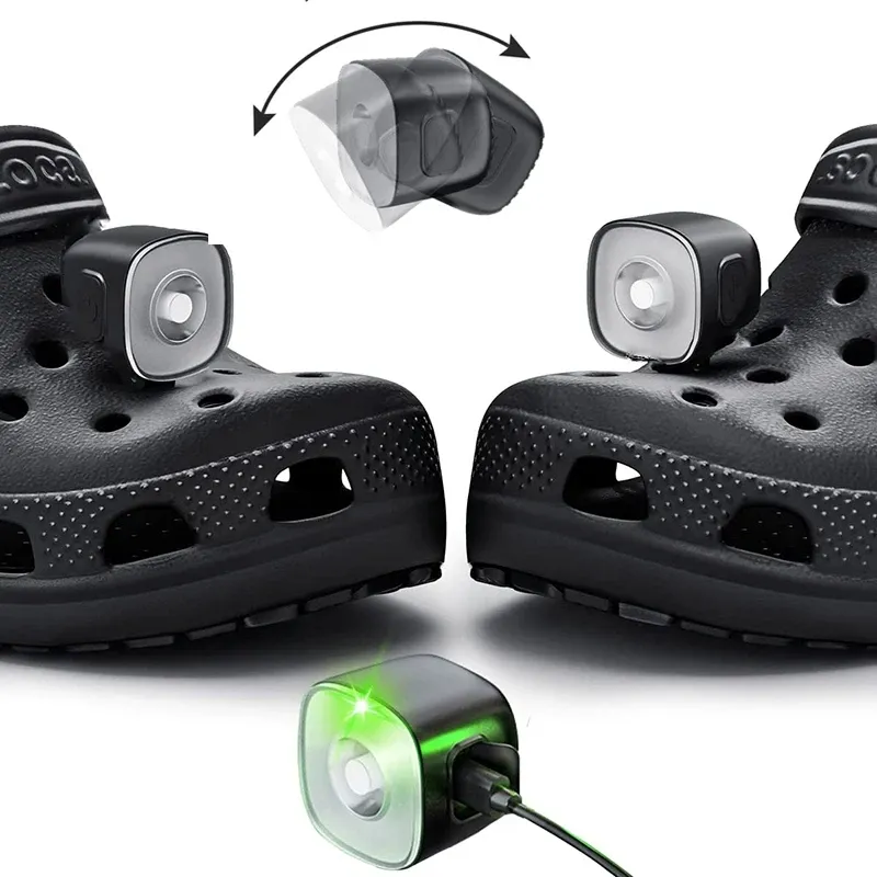 Rechargeable Lights for Croc,Super Bright Headlamps for Croc Shoe,4 Light Modes ABS Flashlight
