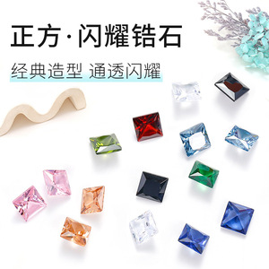 พลอยเซอร์โคเนียสังเคราะห์ทรงสี่เหลี่ยมขนาด 6/8/10 มม. สีแดง ความเงางามสูง - Product Image 5