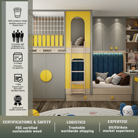 Lit superposé moderne pour enfants, lit superposé polyvalent, mobilier de maison, style ferme, école, avec panneau en bois