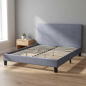 Cama Moderna, Elegante y Sencilla HONGLIN, Cama Doble de Madera, Estructura de Madera Contrachapada con Tapicería de Tela para Dormitorio - Product Image 2