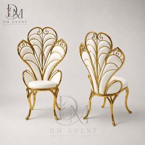 Elegante Silla de Acero Inoxidable Dorado con Respaldo de Pavo Real para Bodas, Recepciones de Parejas, Eventos y Proyectos - Product Image 2
