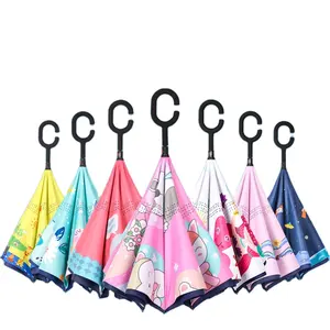 Лидер продаж, детский длинный двухслойный зонт HJH530, зонты с мультяшными животными для мальчиков и девочек, без ручек