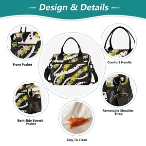 Wholesale Puakenikeni Lei Flower Design Custom Reusable Insulated Cooler Bag Thermal Zipper Picnic Cool Lunch Bag - Product Image 3
