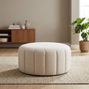 Pouf ottoman simple marron, tabouret d'appoint en tissu durable, moderne, pour entrée, hôtel, appartement, salon, chambre à coucher, luxe Chandni - Product Image 3