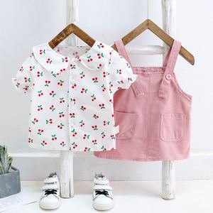 Hot Selling Children's Korean Fashion Broken Beautiful Short-sleeved Pink Overalls With Pockets <b>Sport</b> Suits - Product Image 2