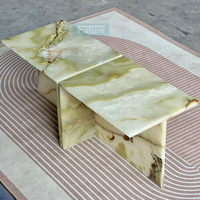 Table basse en onyx vert naturel de luxe au design moderne, socle en marbre bas pour salon chambre à coucher Table d'appoint pour le thé