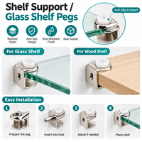 Support d'étagère durable en acier inoxydable, à enfoncer, antidérapant, pour garage, armoire, patio, rangement extérieur, meubles