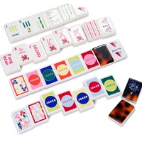 Jeu de Mahjong de luxe de style américain, jetons de poker en acrylique couleur écaille de tortue, motif floral, Joker rétro, portable pour la maison, finition patinée à la main