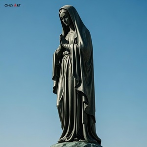 Religión Iglesia Católica Grande Decoración moderna para exteriores Artesanía de metal Latón Fundido Tamaño real Virgen María Orando Estatua de bronce Escultura - Product Image 4
