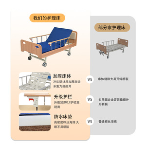 Cama de enfermería manual Yaoshuang con manivela individual para el cuidado en el hogar de ancianos y pacientes con discapacidad - Product Image 1