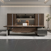 Bureau de direction de luxe en bois, grand bureau de direction moderne en forme de L, mobilier de bureau avec rangement
