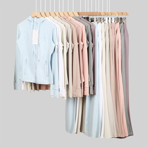 Ensemble de yoga respirant style <span class=keywords><strong>Lulu</strong></span>, fermeture éclair, 2 pièces, tenue de sport ajustée pour femmes - Product Image 5