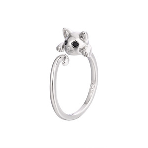 Anello Aperto con Gatto Smaltato per Donne, Gioiello Regolabile a Forma di Animale - Product Image 5
