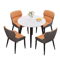 Ensemble de table à manger italienne en fer forgé et pierre frittée, style moderne minimaliste de luxe léger, pour appartement et hôtel