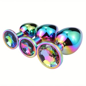 Colorful Metal Anal Plug Set Sex Toy Jewelry Base Stimulation Massage Plug <strong>Anales</strong> for Men - Product Image 2