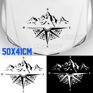 Pegatina decorativa para coche, brújula con montaña todoterreno, vinilo autoadhesivo, pegatina para capó de coche, accesorios para decoración de coche, 50x41cm - Product Image 1