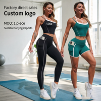 Ensemble de yoga deux pièces pour femme : soutien-gorge de sport dos nageur à col halter et short gainant pour la gym et l'entraînement