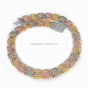 Vente en gros de luxe or argent bouledogues français gros lien cubain collier ras du cou collier - Product Image 6