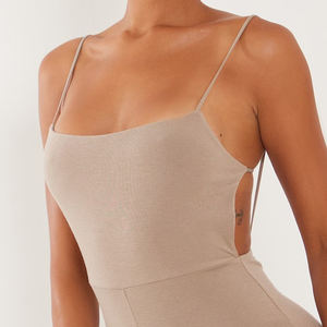 Alta qualità OEM Service Workout Gym Fitness Charcoal Sexy Contour <span class=keywords><strong>Jersey</strong></span> Strappy Back Detail Unitard <span class=keywords><strong>tuta</strong></span> da <span class=keywords><strong>donna</strong></span> - Product Image 5