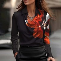 Chemise de travail à manches longues pour femme, couleur unie, automne-printemps, haut décontracté pour femme, chemisier