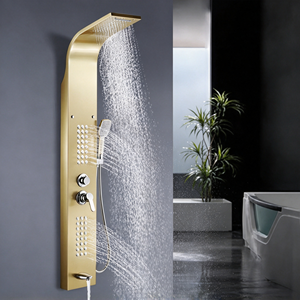 304 Edelstahl SPA Duschpaneel Badezimmersystem Wandmontierte Regendusche mit Massagefunktion und <span class=keywords><strong>Handbrause</strong></span> Garantie für Hotel und Villa - Product Image 5