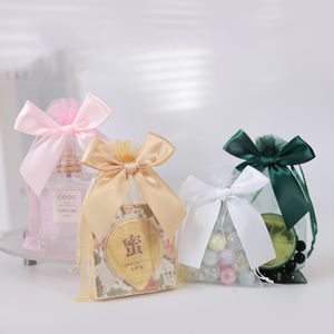 Petits sacs en <span class=keywords><strong>organza</strong></span> transparent avec nœud 11x16cm, sacs en maille romantiques pour bijoux, emballage de boucles d'oreilles, sachets pour mariage, fête de Noël - Product Image 3