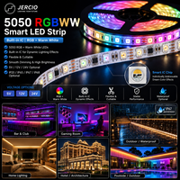 Bande LED flexible 5M 5050 RGBWW 5-en-1, 120 LED/m, blanc réglable, RGB, 12V pour maison intelligente, éclairage sous armoire, rétroéclairage TV