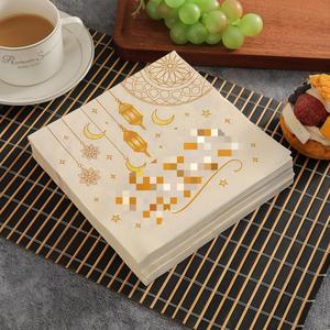 Ramadan Disposable Paper Napkins Gold Foil Printed Rectangle Medium Size For Holiday Parties Customizable Design - Product Image 4