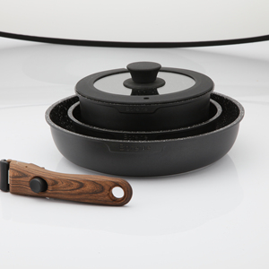 Modern Style 5pcs <strong>Cookware</strong> Set Black Kitchenware with Detachable Handle Easy to Clean and <strong>Store</strong> - Product Image 1