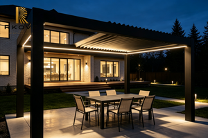 Pérgola Moderna de Aluminio ARKOVE con Recubrimiento de Polvo Negro, Cubierta Rectangular para Patio Exterior - Product Image 3