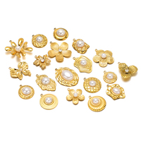 Breloques en Acier Inoxydable Doré, Pendentif Perle, Breloques Rondes Fleur en Acier Inoxydable, Accessoires de Création pour Colliers et Bracelets