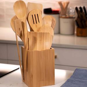 11-Piece Burnished Bamboo <b>Kitchen</b> Utensils Set Smooth Polished Edge Ergonomic Handle Cooking Spoon Spatula <b>Tongs</b> for Daily - Product Image 1