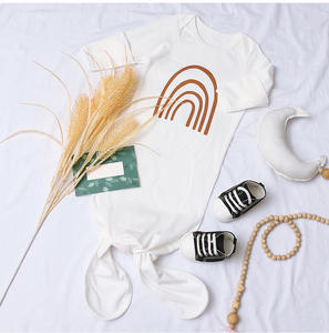 Verano primavera unisex niño y niña Arco Iris estampado ropa de dormir Bebé orgánico anudado saco de dormir Pijamas - Product Image 5
