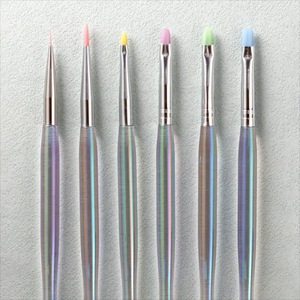 Ensemble de pinceaux à ongles en nylon colorés, pinceaux plats, ronds, en forme de pétale, petits pinceaux liner, pour la peinture sur gel, la décoration des ongles, kit d'outils de manucure pour salon - Product Image 1