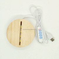 Base de lampe en acrylique en bois 3D Veilleuse LED blanc chaud avec alimentation enfichable ronde de taille moyenne pour un usage domestique