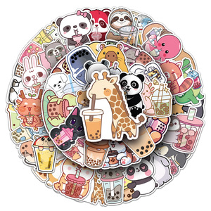 50 Uds lindo Animal Tea Time pegatinas de grafiti personalizadas cuaderno decorativo nevera papelería niños juguetes DIY regalos