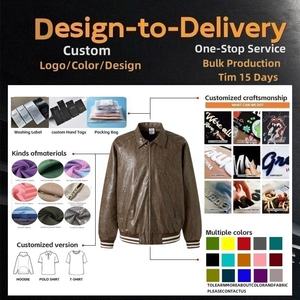 Veste en cuir PU pour homme, style streetwear, coupe-vent, poids lourd, pour l'hiver, personnalisée, couleur unie, motif brodé - Product Image 4