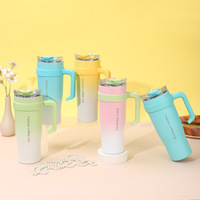 Bouteille d'eau créative à grande poignée, tasse isotherme géante en acier inoxydable, paille portable, mug de voiture 40oz