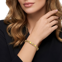 Bracelet jonc minimaliste en acier inoxydable incrusté de zircone cubique, plaqué or de luxe, empilable, pour femme, idéal pour le quotidien, les fêtes ou comme cadeau