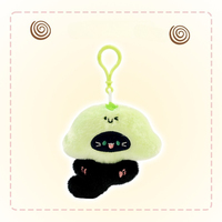 Porte-clés en peluche Chat Noir, figurine de chat à tête de fruit 'moche-mignon' avec breloque en peluche patte brodée, mini pendentif anti-stress, vente en gros