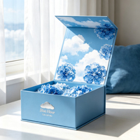 Boîte cadeau magnétique en carton rigide, imprimé floral aquarelle à l'intérieur, logo doré, pliable, pour emballage de cosmétiques ou de fleurs