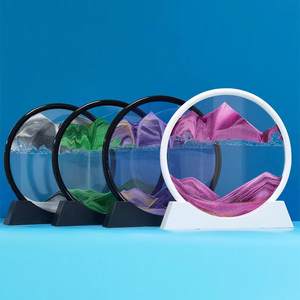Desainer gambar seni pasir bergerak 7 inci, kaca bulat 3D jam pasir laut dalam lukisan pasir apung untuk dekorasi rumah - Product Image 6