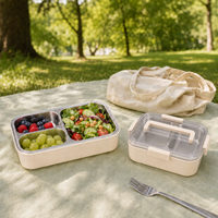 Boîte à lunch bento en acier inoxydable 304, sans BPA, avec plateau amovible, 1000 ml, 3 compartiments, fermetures robustes, directement de l'usine